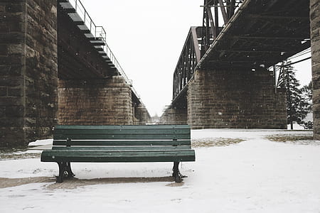 green bench during winter thumbnail