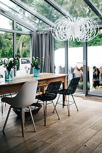 Modern interior with dining table and chairs thumbnail