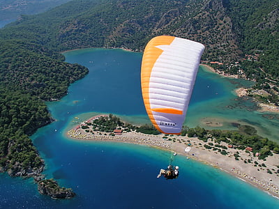 person on parachute near body of water thumbnail
