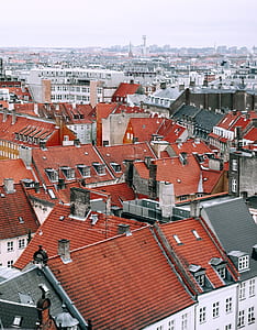 aerial photography of red and black roofs thumbnail