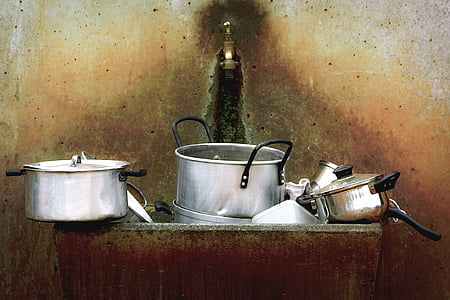 silver stock pots on sink thumbnail