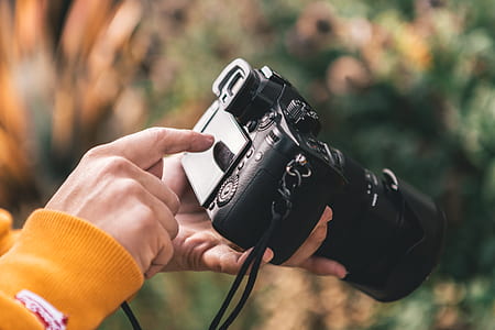 person holding black DSLR camera thumbnail