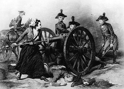 Molly Pitcher taking part in the battle at monmouth during the American Revolution thumbnail