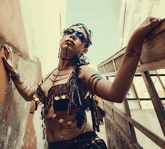 Woman Wearing Belly Dancing Costume thumbnail