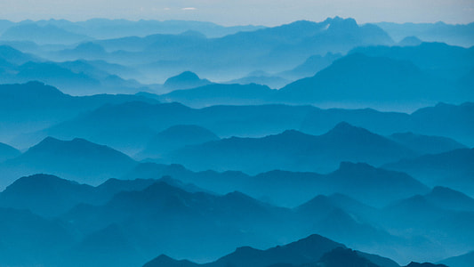 blue mountain, photography, mountain ridge, monochromatic thumbnail
