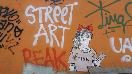 woman in pink Ink-printed shirt mural wall thumbnail