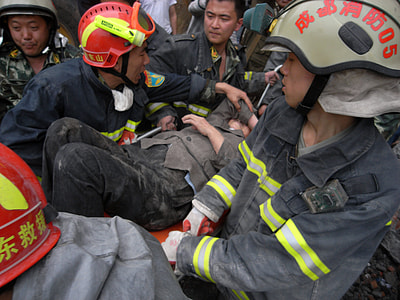 Rescue workers after the Sichuan Earthquake, China thumbnail