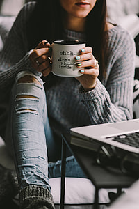 Girl drinking wine in her mug thumbnail