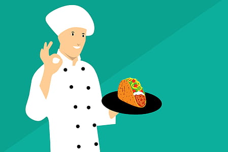 Illustration of chef with tacos. thumbnail