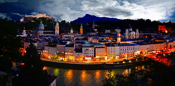 aerial photo of city during nighttime thumbnail