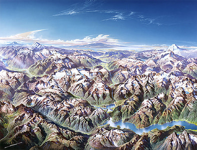 Drawing of the Northern Cascades, Washington thumbnail