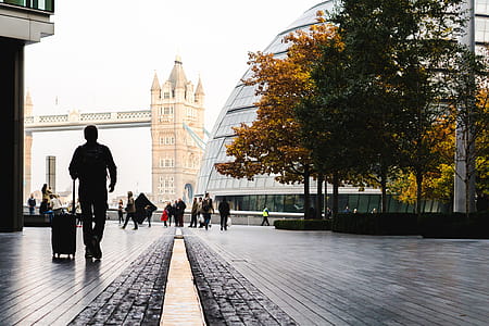 People Walking Around Glass Dome Building thumbnail