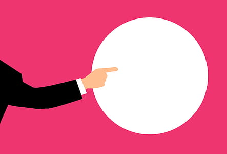 Illustration of person pointing towards an empty white circle. thumbnail