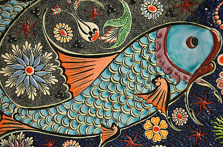 blue and orange Koi fish decor thumbnail