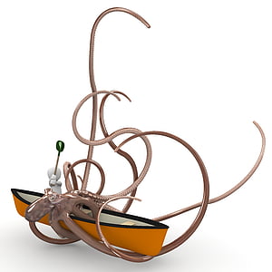 man catching octopus clip art thumbnail