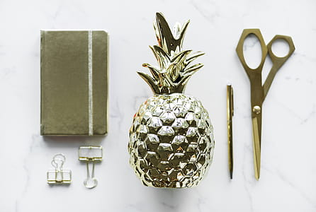 Gold-colored Pineapple, Scissors, Clamp Decors thumbnail