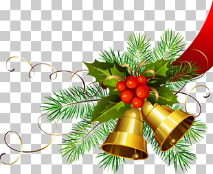 Christmas Day Christmas decoration Jingle bell , Transparent Christmas Gold Bells, holy plant and bells illustration PNG clipart