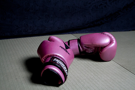 pair of pink and black boxing gloves thumbnail