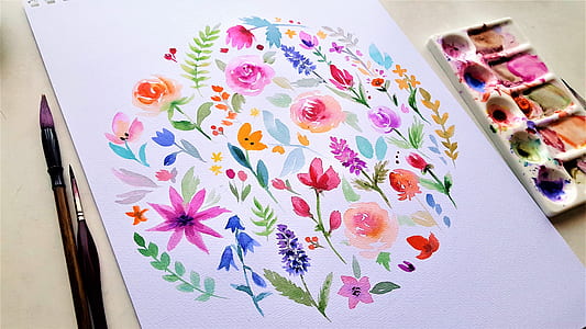 white and multicolored floral painting thumbnail