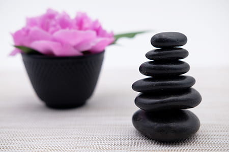 black zen stones on white textile thumbnail