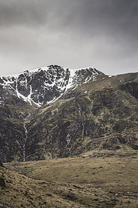 snow-covered mountain under gray sky thumbnail