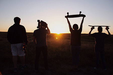 person, skateboards, sunset, skateboard thumbnail