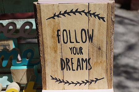 rectangular brown and black Follow your dreams print wooden board thumbnail