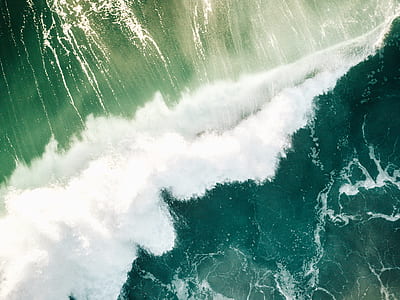bird eye view photography of sea waves thumbnail