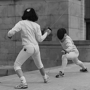 grayscale photo of two persons dueling thumbnail