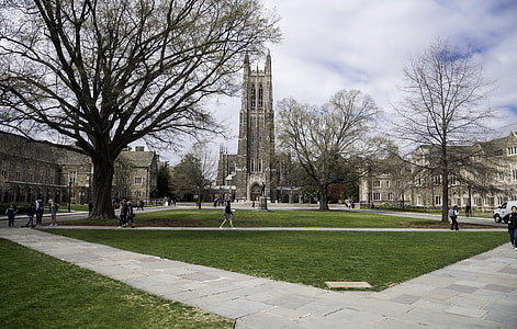 View of the Duke Chapel and the quad in Durham, North Carolina thumbnail