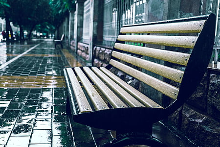 selective focus photography of bench thumbnail