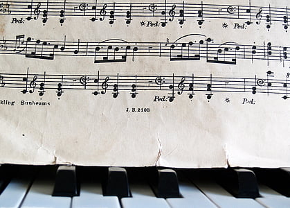 music sheet on piano key thumbnail