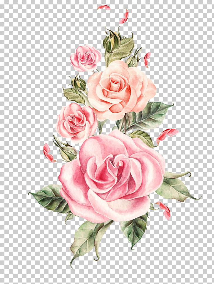 Wedding Rose Flower, Hand-painted pink roses bouquet, pink roses illustration PNG clipart