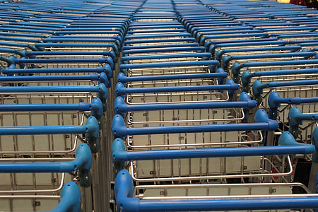 gray steel push cart lot thumbnail