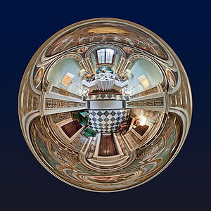 convex mirror showing building interior thumbnail