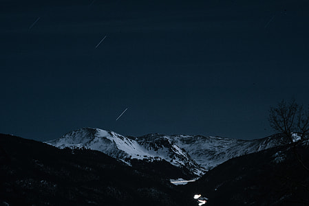 mountains covered with snow during night thumbnail
