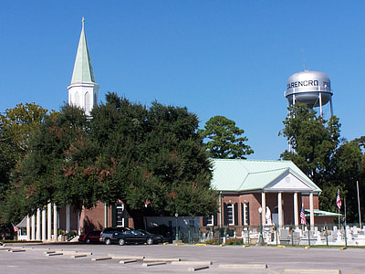 St. Peters Catholic church with Water Tower in Carencro, Louisiana thumbnail