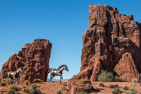 two brown horses near rocky mountains thumbnail