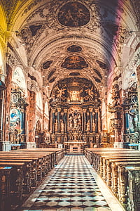 Brown and White Church Interior thumbnail