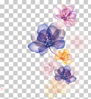Flower Euclidean Adobe Illustrator, Cartoon flowers, pink, yellow, and blue flowers PNG clipart