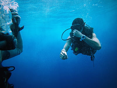 person scuba diving underwater thumbnail