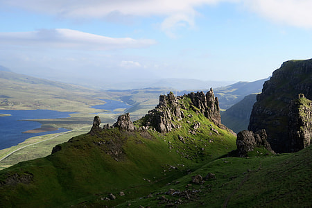 Beautiful Hilly Landscape in Portree, Scotland thumbnail