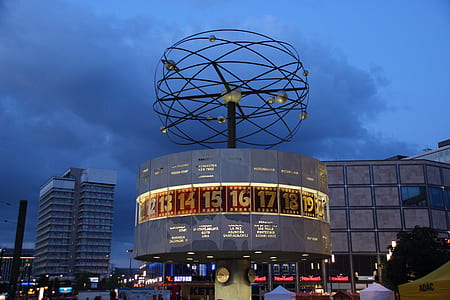 black sphere building decor at night thumbnail