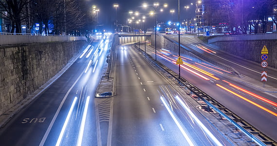 timelapse photo of road during nighttime thumbnail