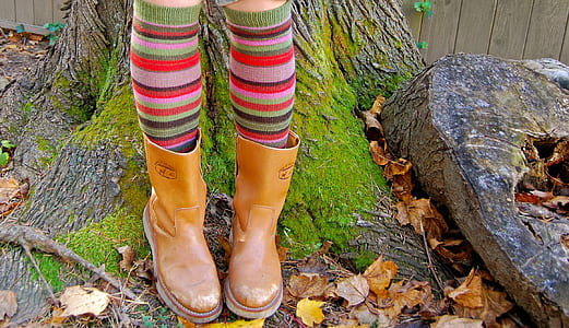 person wearing brown leather cowboy boots standing near brown tree during daytime thumbnail