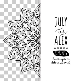 Wedding invitation Mandala Euclidean , Wedding Invitation flower mandala, July and Alex Lorem Ipsum Dolore Sit Amet text with white background PNG clipart