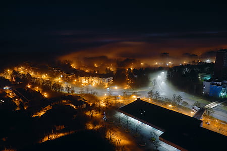 aerial view of village during nighttime thumbnail