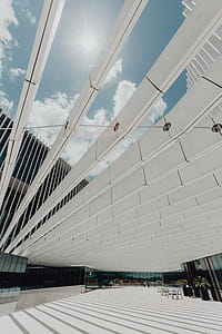 Modern white building, EDP Headquarters of architect Aires Mateus, Lisbon, Portugal thumbnail