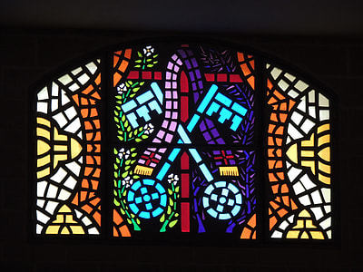 purple, brown, and white stained glass decor thumbnail