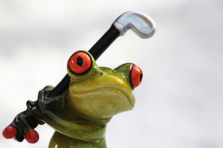 green and red frog holding golf club thumbnail